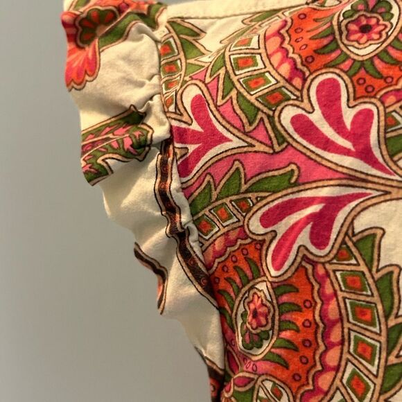 Tommy Hilfiger Women’s Paisley Red Sleeveless Ruffled Top Size Small 100% Cotton - Picture 6 of 10